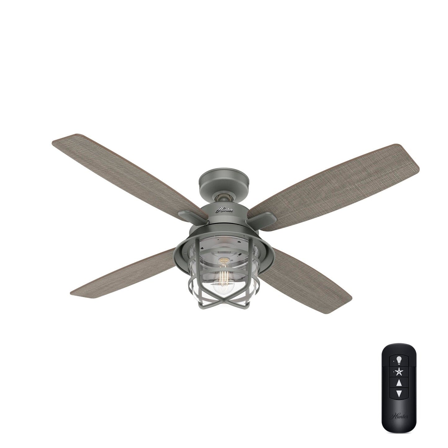 Port Royale with Light 52 inch Ceiling Fans Hunter Matte Silver - Grey Walnut Stripe 