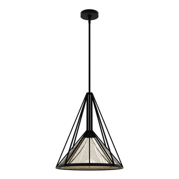 Rafner Large Pendant Lighting Hunter Natural Black Iron - Mercury Glass 