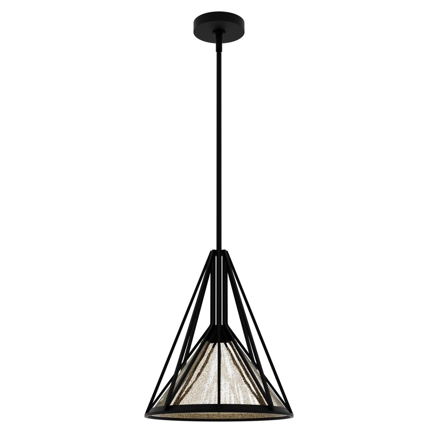 Rafner Medium Pendant Lighting Hunter Natural Black Iron - Mercury Glass 