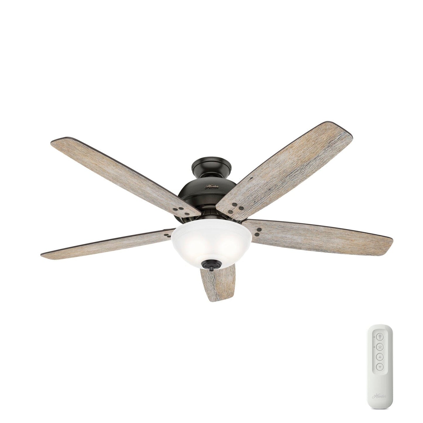 Reveille with Bowl LED 60 in Ceiling Fans Hunter Noble Bronze - Barnwood 