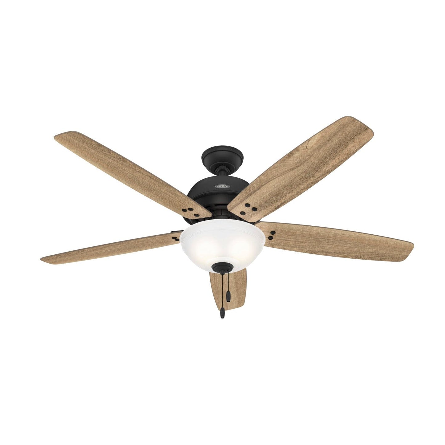 Reveille with Bowl LED 60 inch Ceiling Fans Hunter Matte Black - Golden Maple 