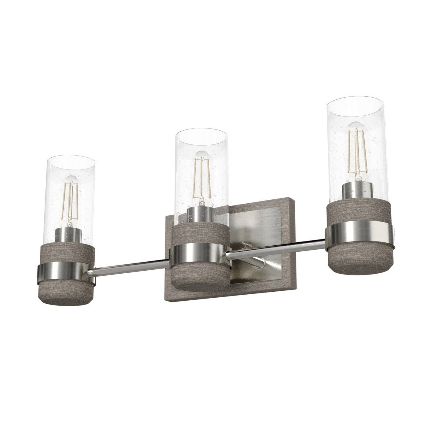 River Mill 3 Light Vanity Lighting Hunter Brushed Nickel - Gray Wood 