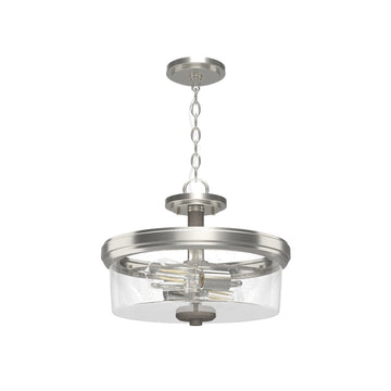 River Mill Semi-Flush Mount Lighting Hunter Brushed Nickel - Gray Wood 