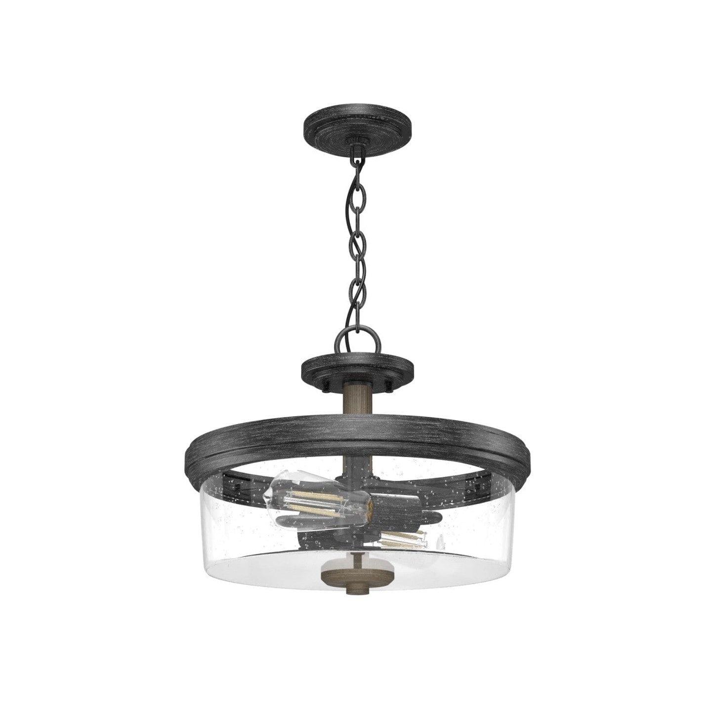 River Mill Semi-Flush Mount Lighting Hunter Rustic Iron - French Oak 