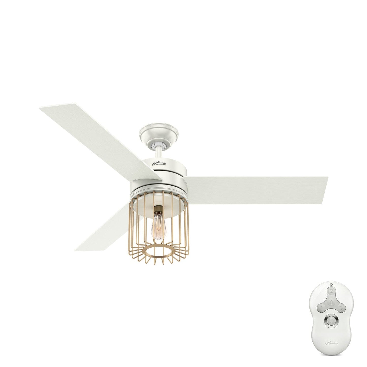 Ronan with LED Light 52 inch Ceiling Fans Hunter Fresh White - Aged Oak 