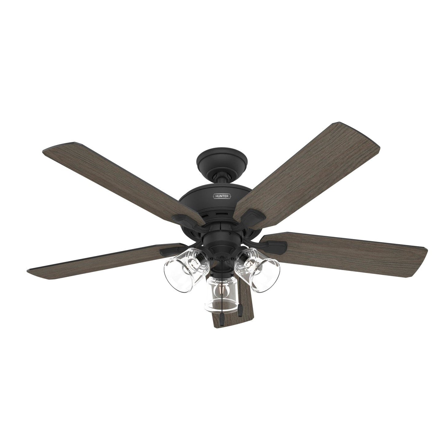 Rosner with 3 Lights 52 inch Ceiling Fans Hunter Matte Black - Greyed Walnut 