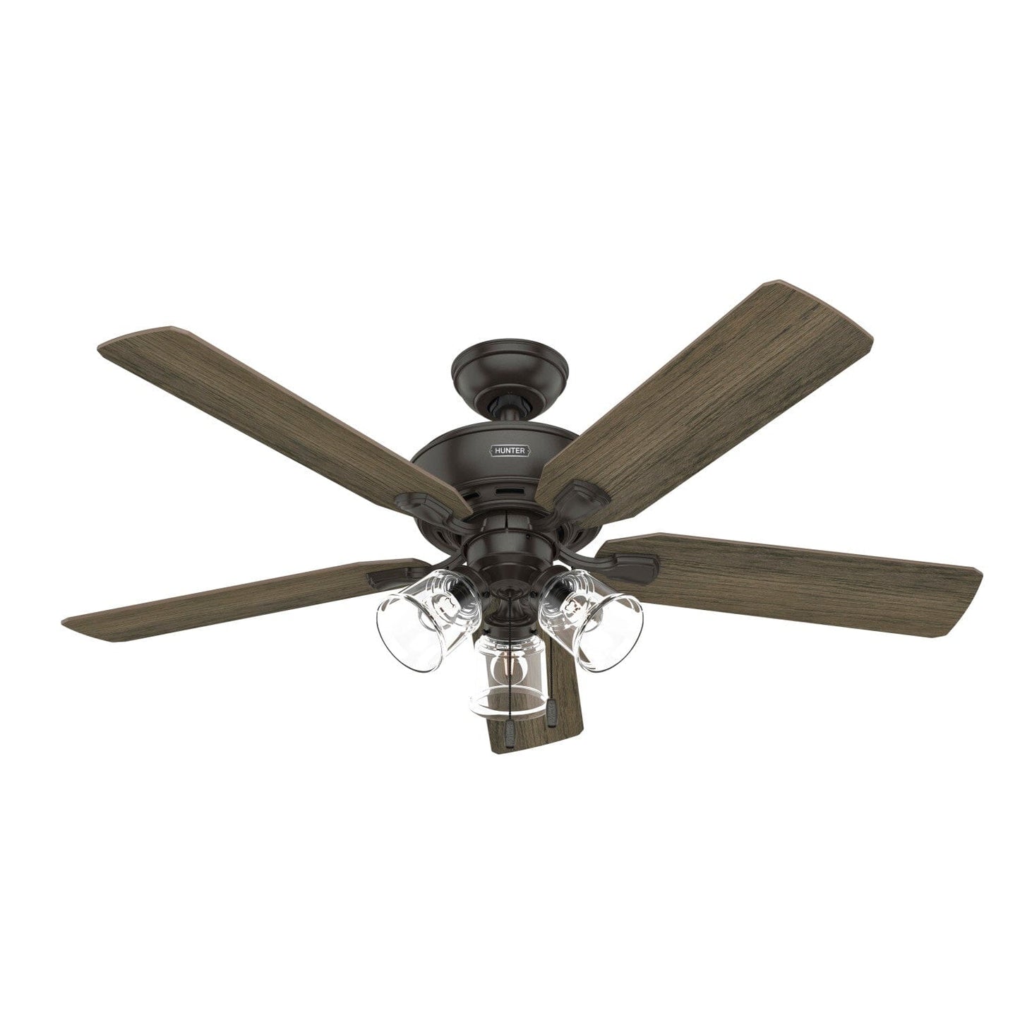 Rosner with 3 Lights 52 inch Ceiling Fans Hunter Noble Bronze - Warm Grey Oak 