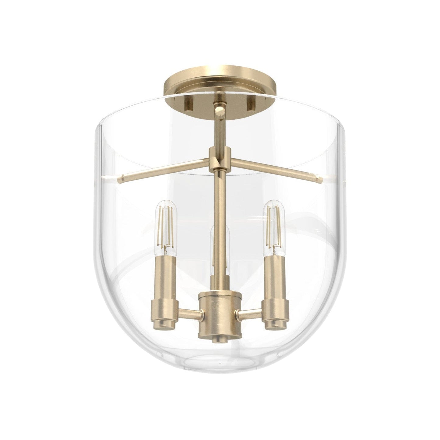 Sacha 3 Light Semi-Flush Mount Lighting Hunter Alturas Gold - Clear 