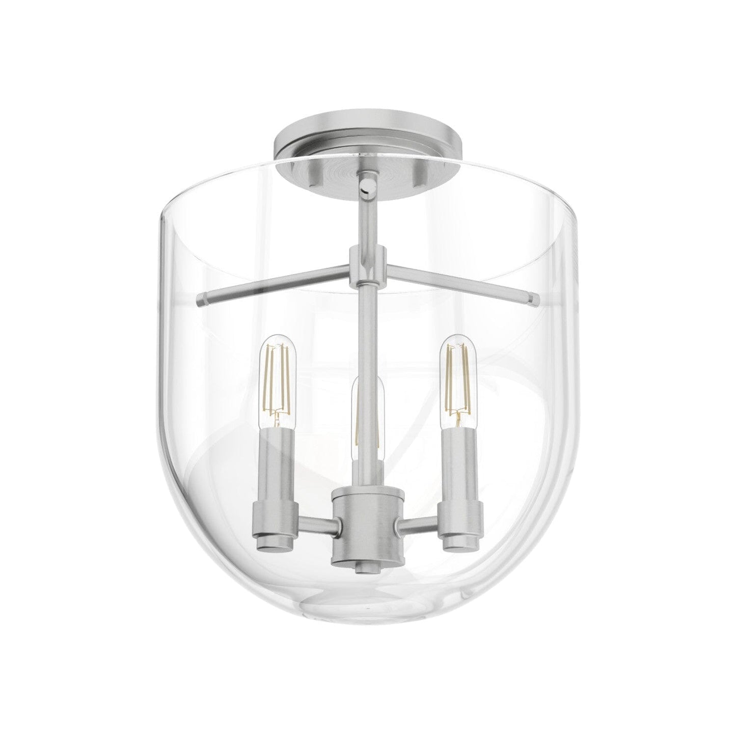 Sacha 3 Light Semi-Flush Mount Lighting Hunter Brushed Nickel - Clear 