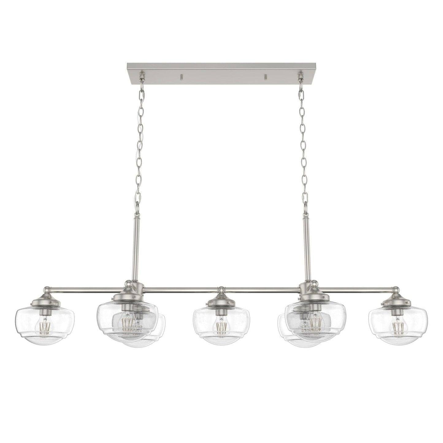 Saddle Creek 7 Light Linear Chandelier Lighting Hunter Brushed Nickel - Seeded 