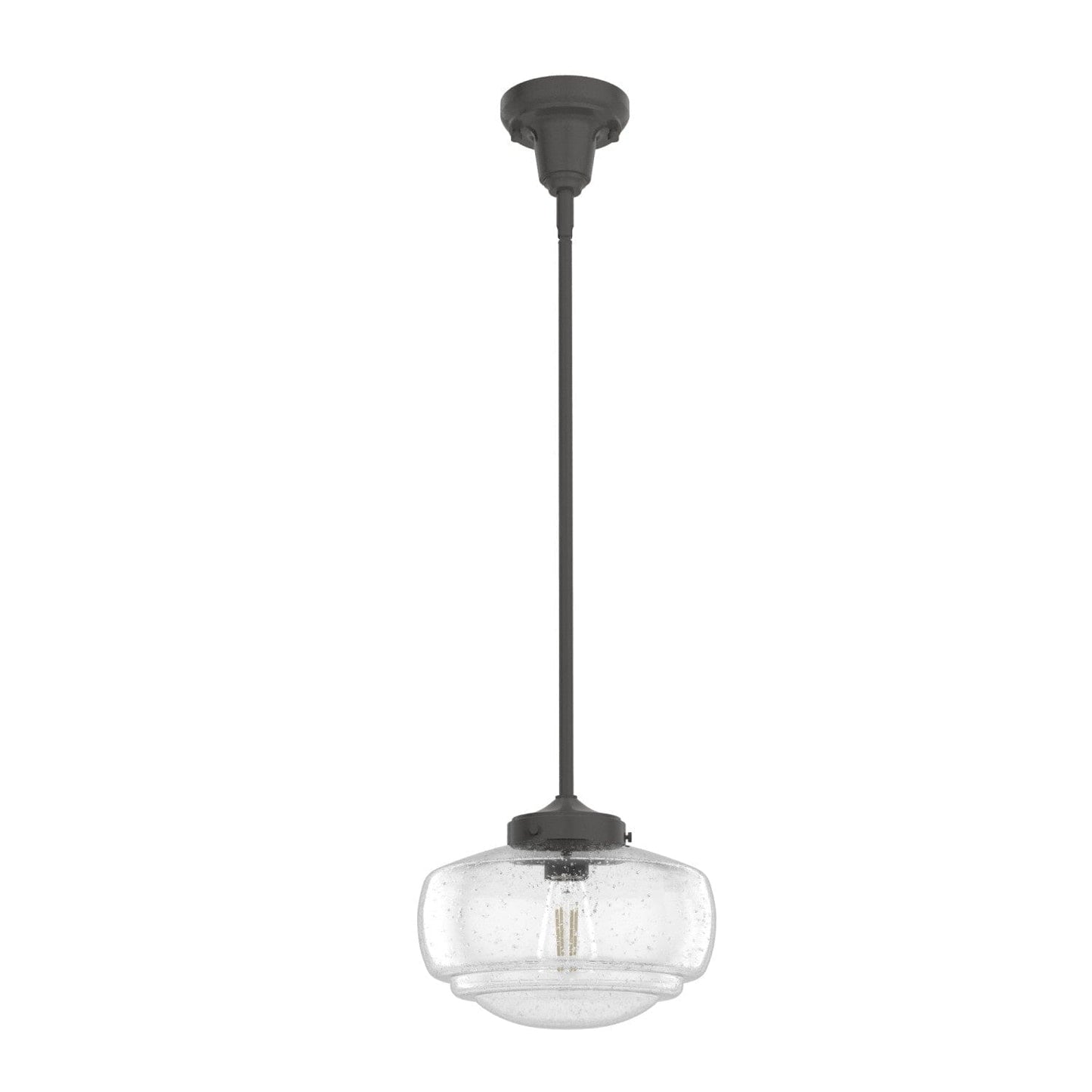 Saddle Creek Clear Seeded Glass 1 Light 10 Inch Pendant Lighting Hunter Noble Bronze - Seeded 