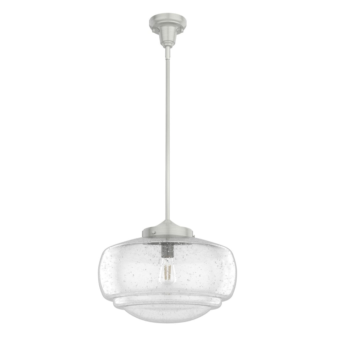 Saddle Creek Clear Seeded Glass 1 Light 16 Inch Pendant Lighting Hunter Brushed Nickel - Seeded 