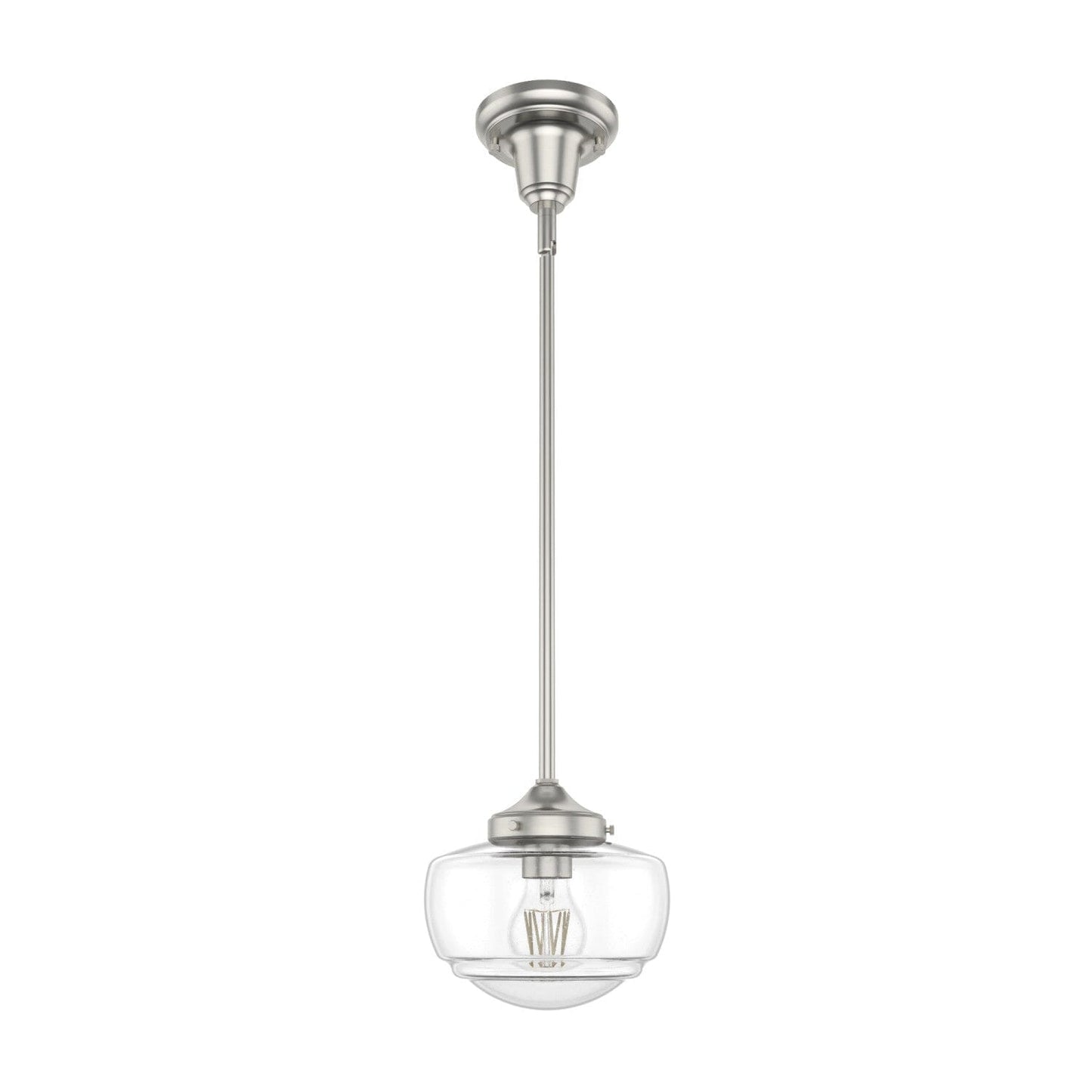 Saddle Creek Clear Seeded Glass 1 Light Mini Pendant Lighting Hunter Brushed Nickel - Seeded 