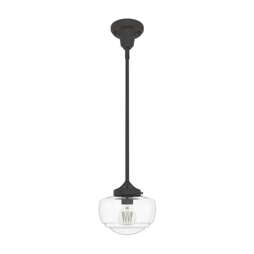 Saddle Creek Clear Seeded Glass 1 Light Mini Pendant Lighting Hunter Noble Bronze - Seeded 