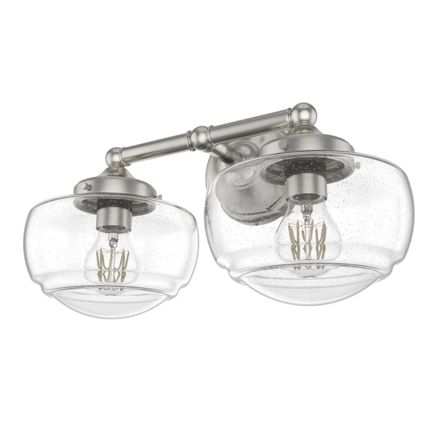 Saddle Creek Clear Seeded Glass 2 Light Vanity Lighting Hunter Brushed Nickel - Seeded 