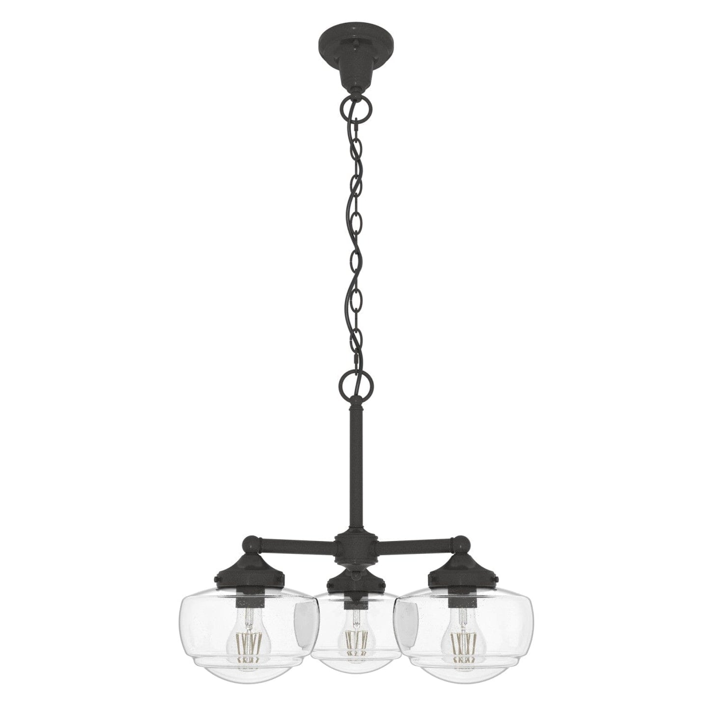 Saddle Creek Clear Seeded Glass 3 Light Chandelier Lighting Hunter Noble Bronze - Seeded 