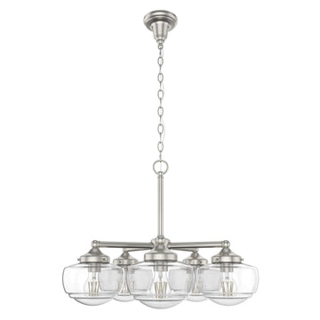 Saddle Creek Clear Seeded Glass 5 Light Chandelier Lighting Hunter Brushed Nickel - Seeded 