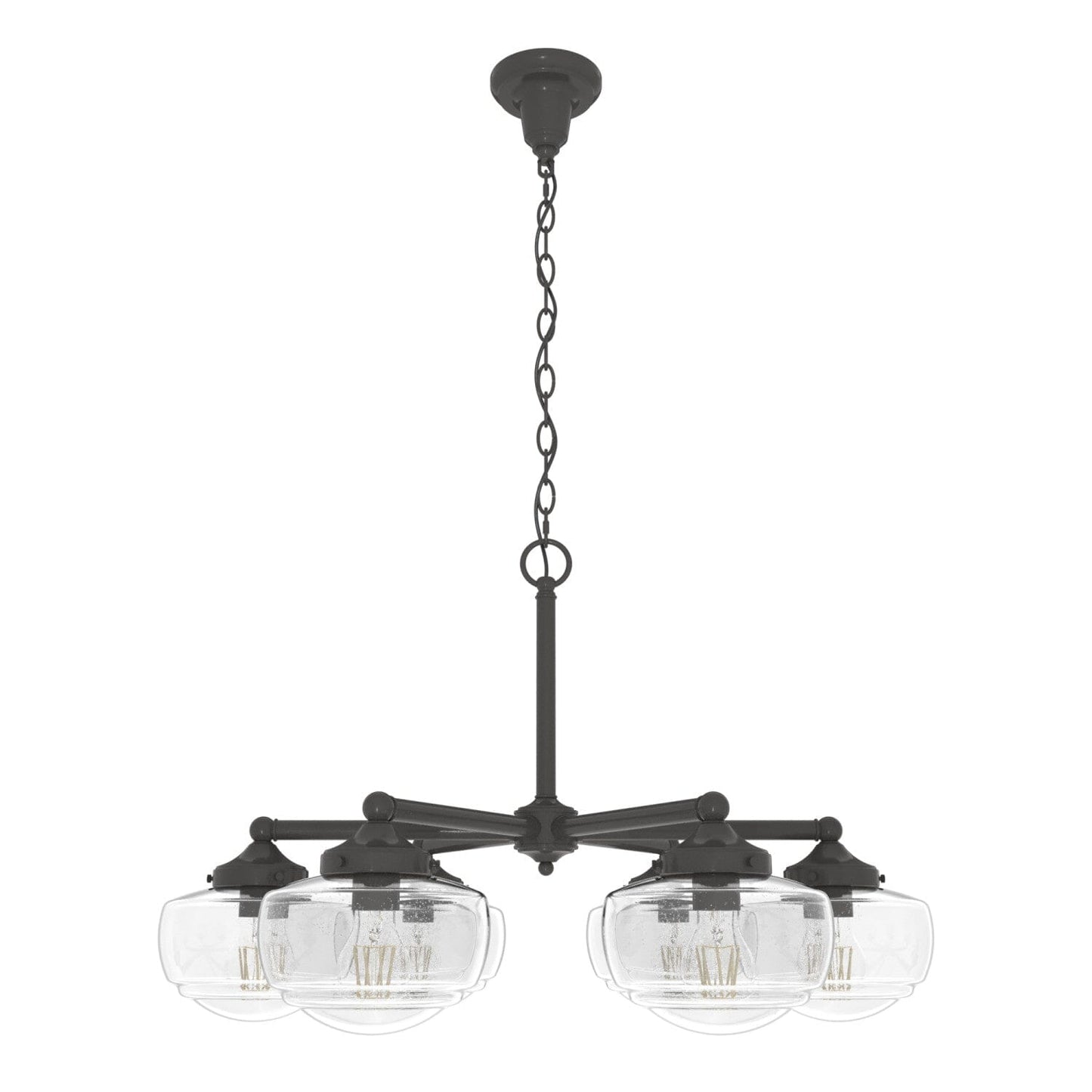 Saddle Creek Clear Seeded Glass 6 Light Chandelier Lighting Hunter Noble Bronze - Seeded 