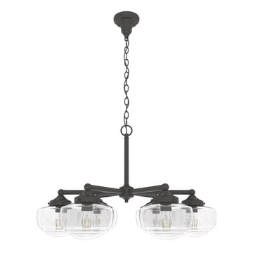 Saddle Creek Clear Seeded Glass 6 Light Chandelier Lighting Hunter Noble Bronze - Seeded 