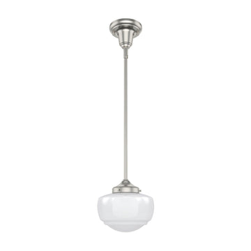 Saddle Creek Shiny Cased White Glass 1 Light Mini Pendant Lighting Hunter Brushed Nickel - Cased White 