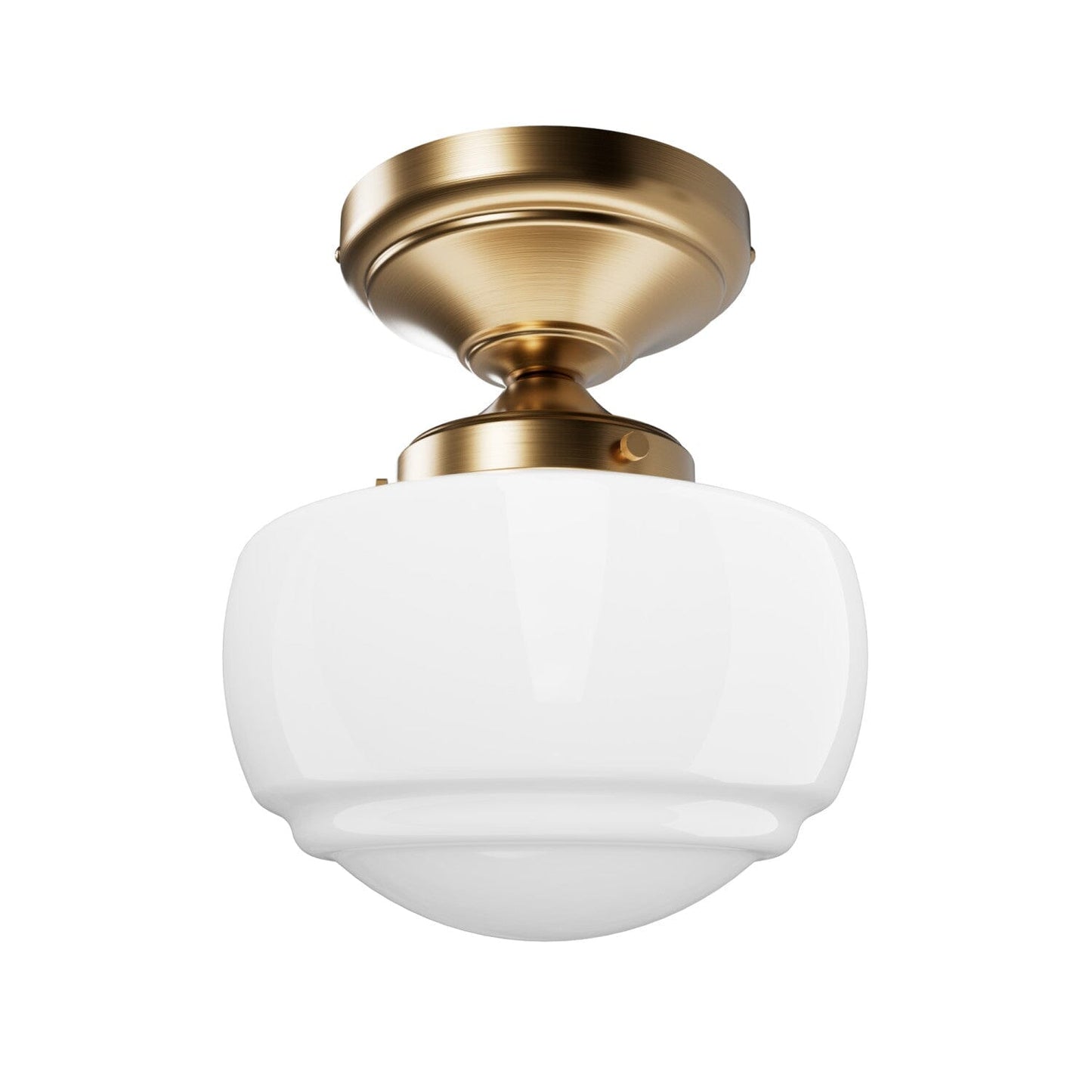 Saddle Creek Shiny Cased White Glass 1 Light Mini Semi Flush Lighting Hunter Alturas Gold - Cased White 