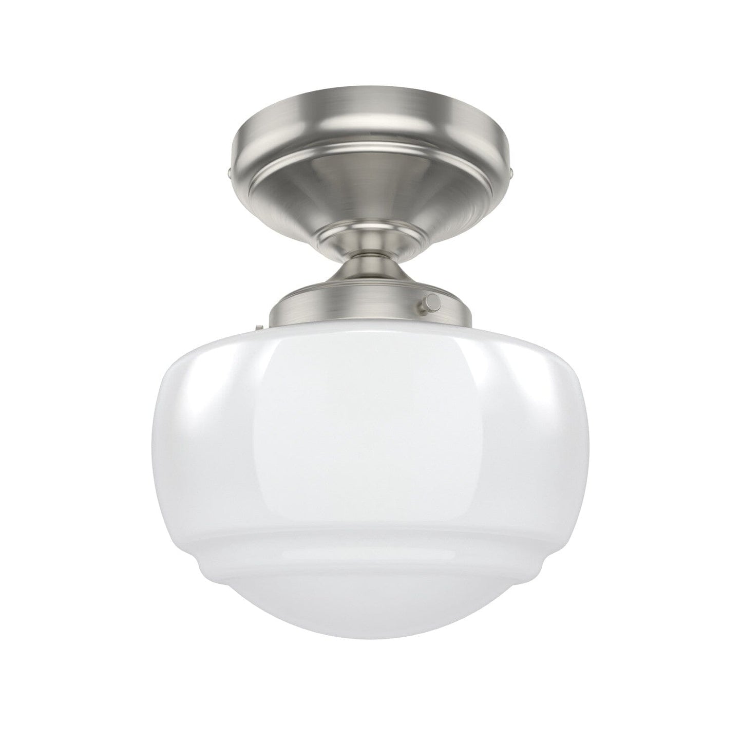 Saddle Creek Shiny Cased White Glass 1 Light Mini Semi Flush Lighting Hunter Brushed Nickel - Cased White 