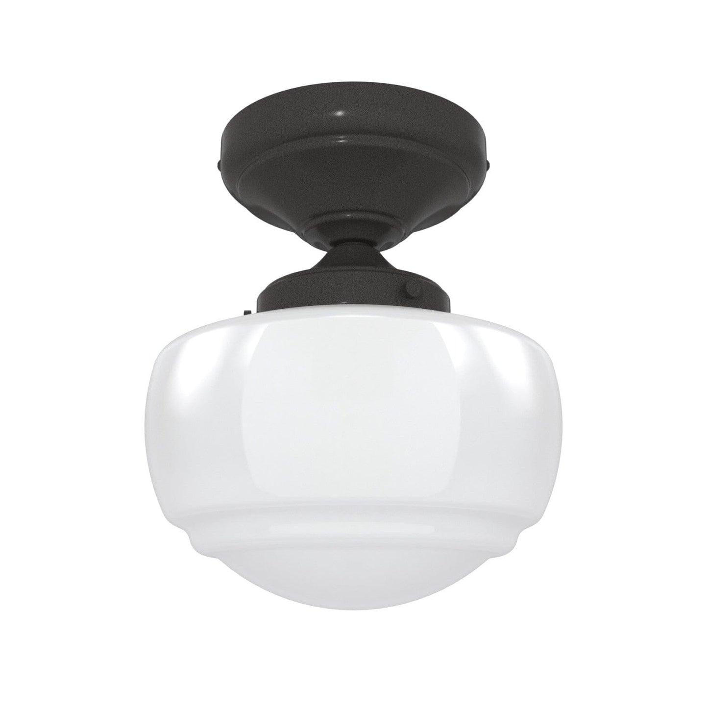 Saddle Creek Shiny Cased White Glass 1 Light Mini Semi Flush Lighting Hunter Noble Bronze - Cased White 