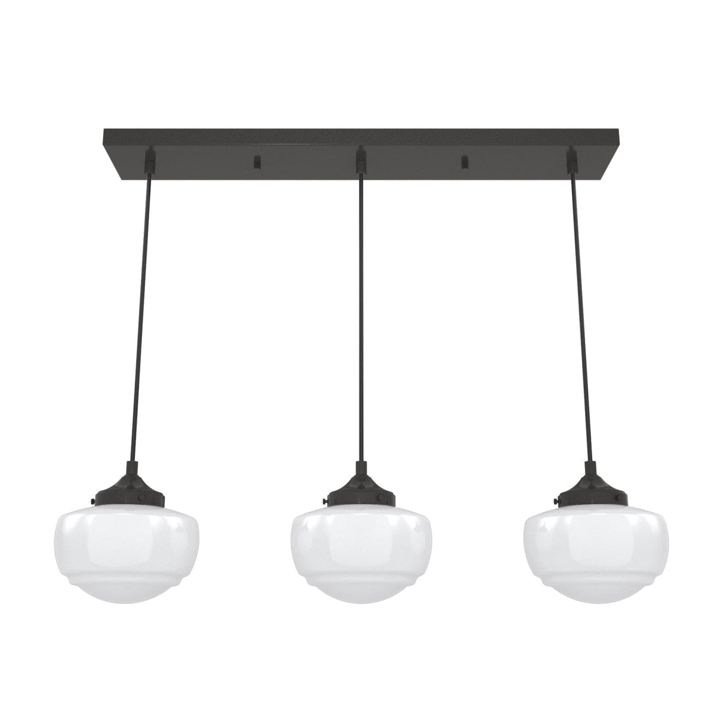 Saddle Creek Shiny Cased White Glass 3 Light Linear Pendant Cluster Lighting Hunter Noble Bronze - Cased White 