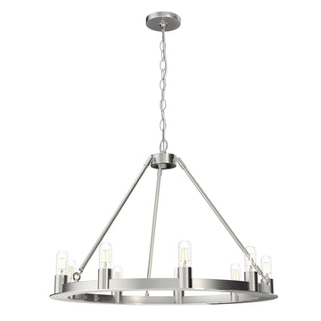 Saddlewood 9 Light Chandelier Lighting Hunter Brushed Nickel - None 