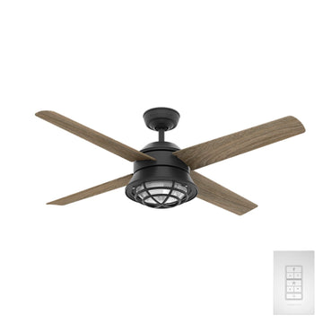 Seafarer Outdoor with LED Light 54 Inch Ceiling Fans Casablanca Natural Black Iron - Drift Oak 