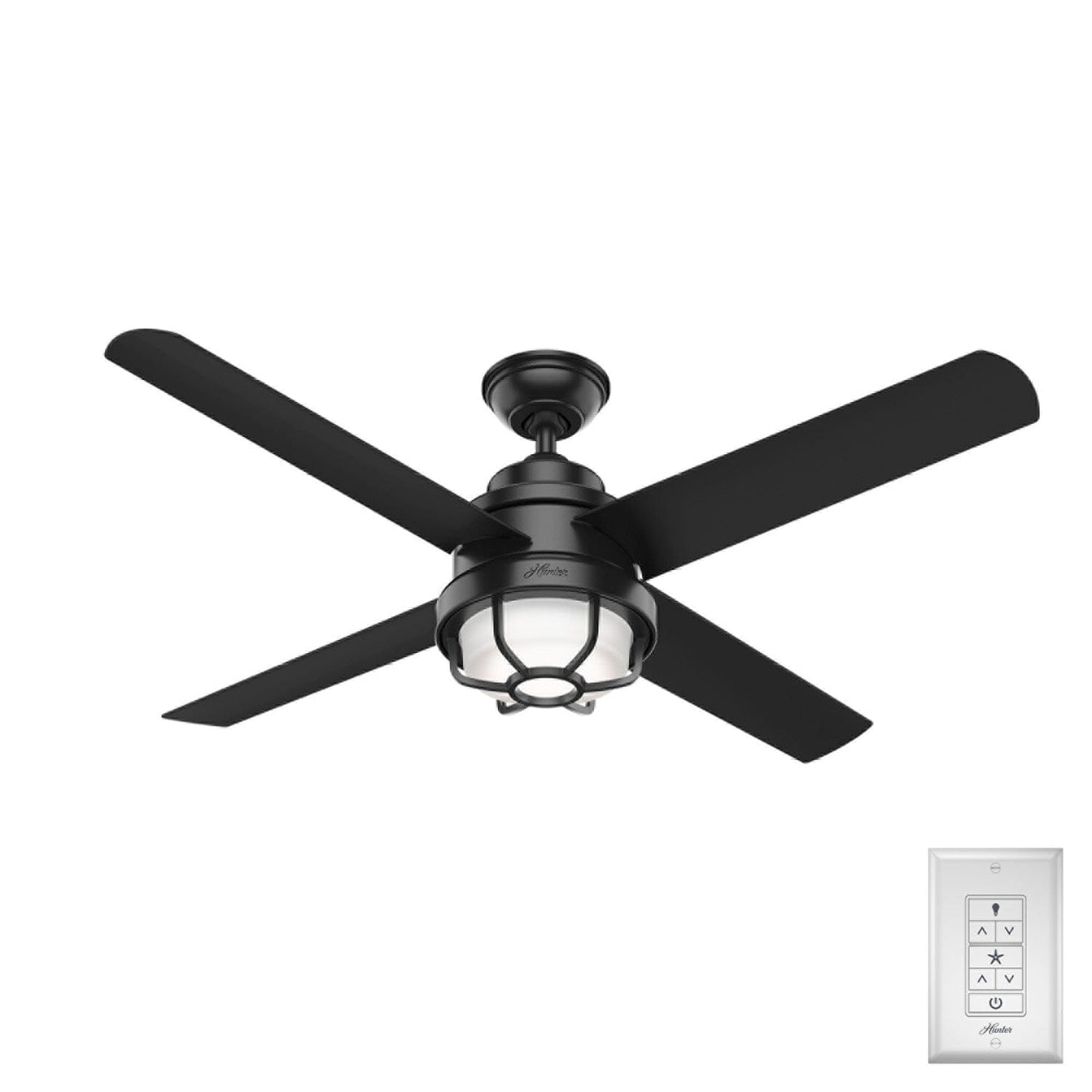 Searow Outdoor with LED Light 54 inch Ceiling Fans Hunter Matte Black - Matte Black 