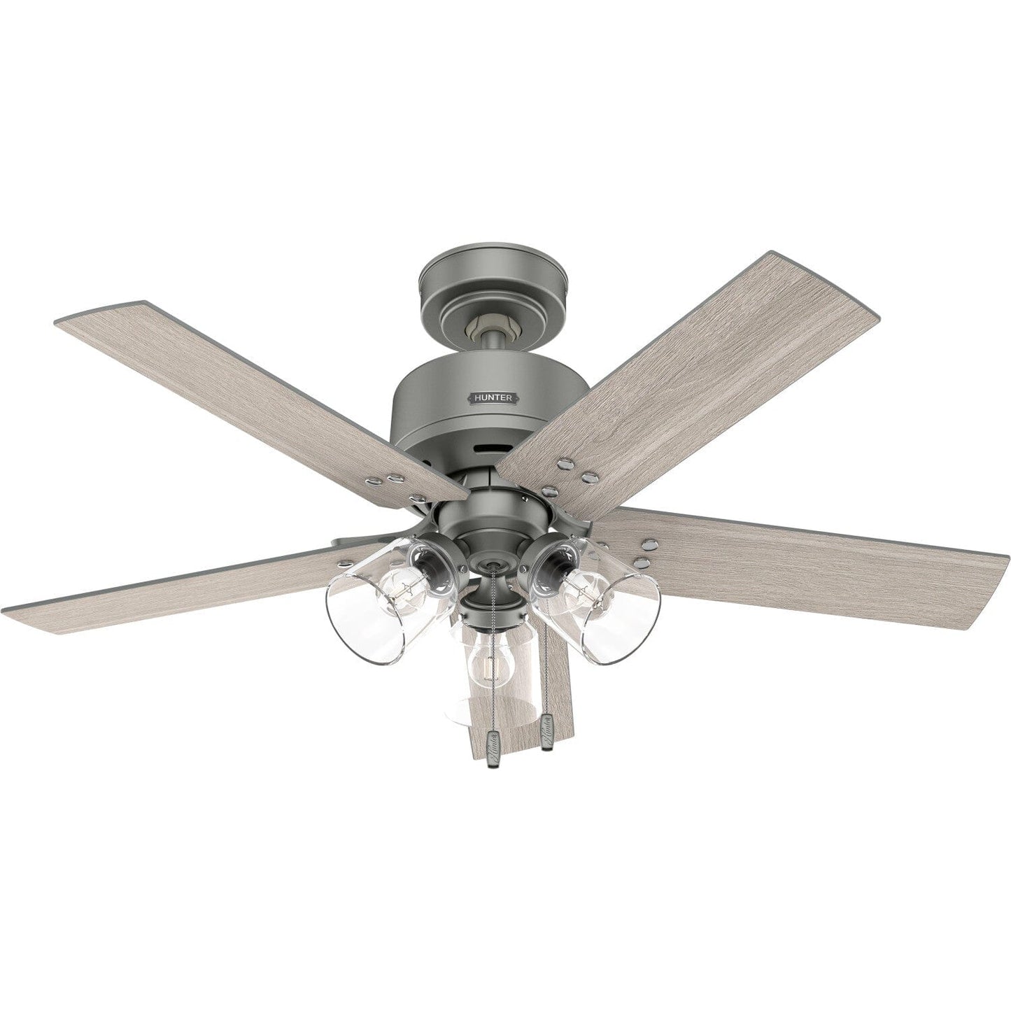 Sencillo with LED Light 44 inch Ceiling Fans Hunter Matte Silver - Light Gray Oak 