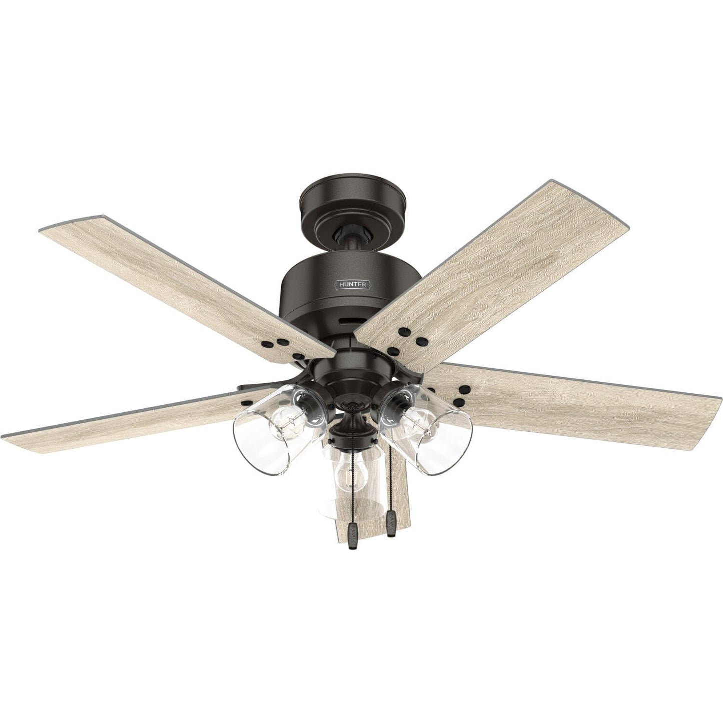 Sencillo with LED Light 44 inch Ceiling Fans Hunter Noble Bronze - Light Grey Oak 