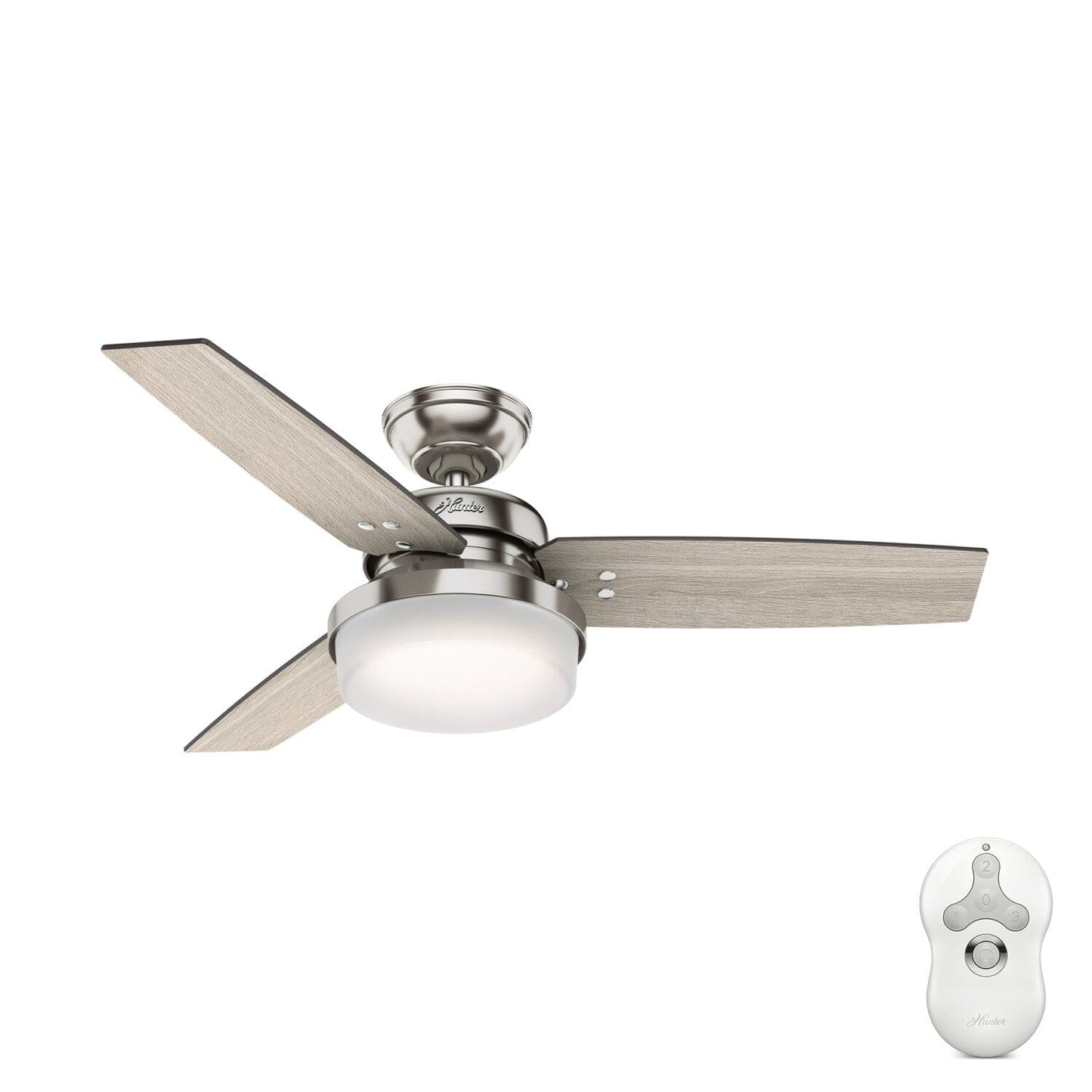 Sentinel with LED Light 44 inch Ceiling Fans Hunter Brushed Nickel - Light Gray Oak 