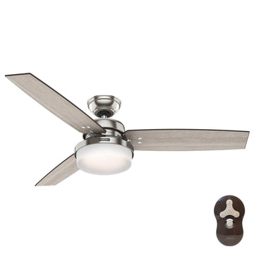 Sentinel with LED Light 52 inch Ceiling Fans Hunter Brushed Nickel - Light Gray Oak 