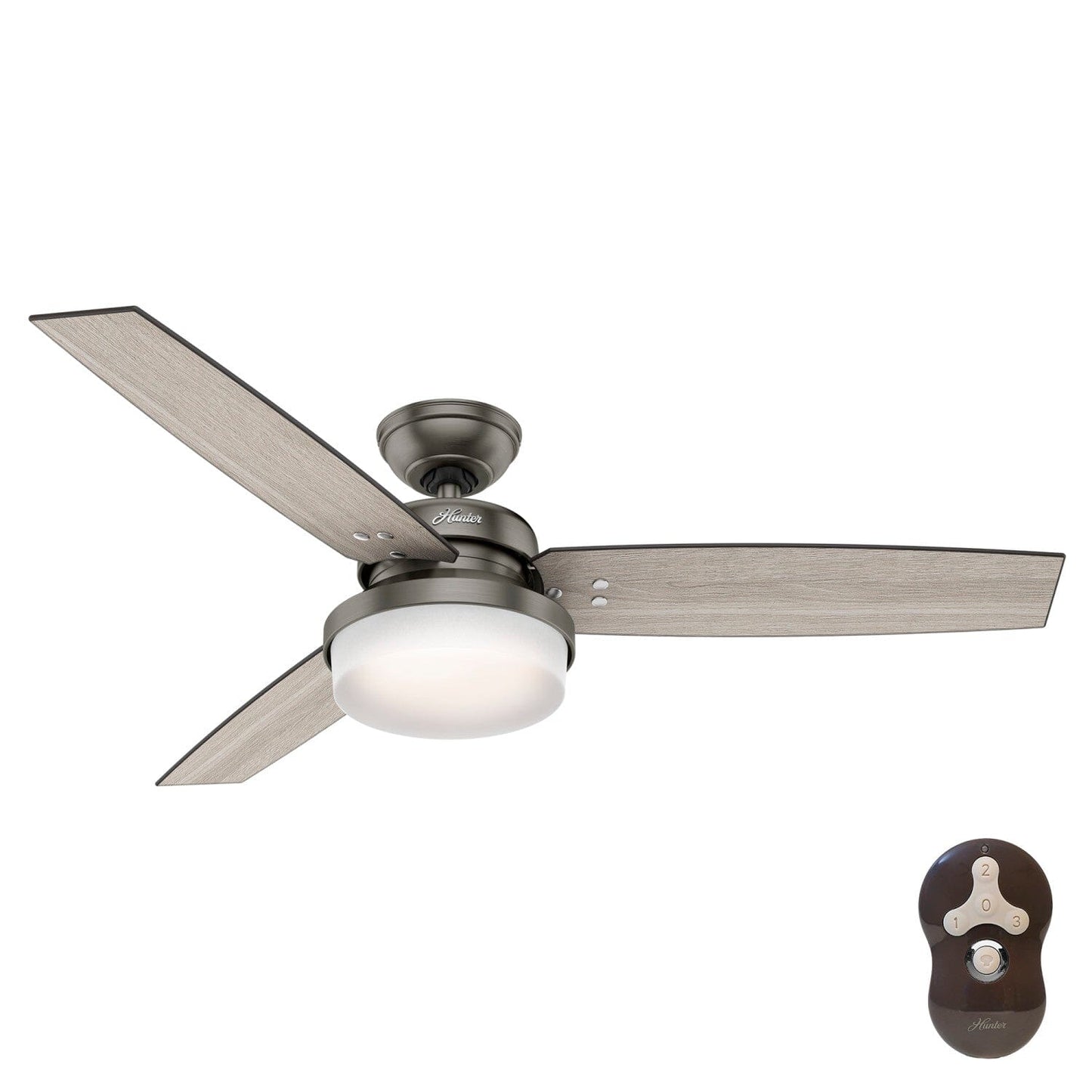 Sentinel with LED Light and Remote Control 52 inch Ceiling Fans Hunter Brushed Slate - Light Gray Oak 