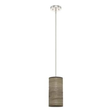 Solhaven 1 Light Mini Pendant Lighting Hunter Warm Grey Oak - Brushed Nickel 