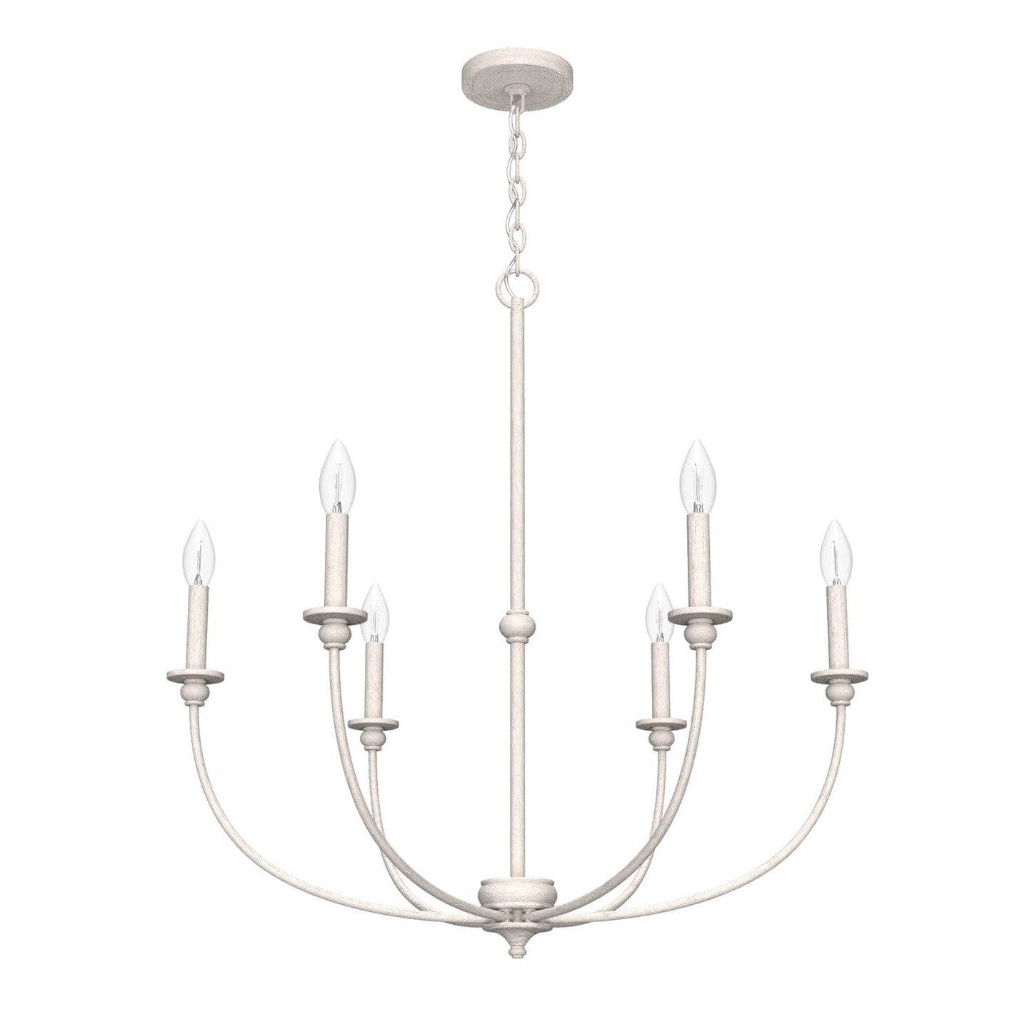 Southcrest 6 Light Chandelier Lighting Hunter Distressed White - None 