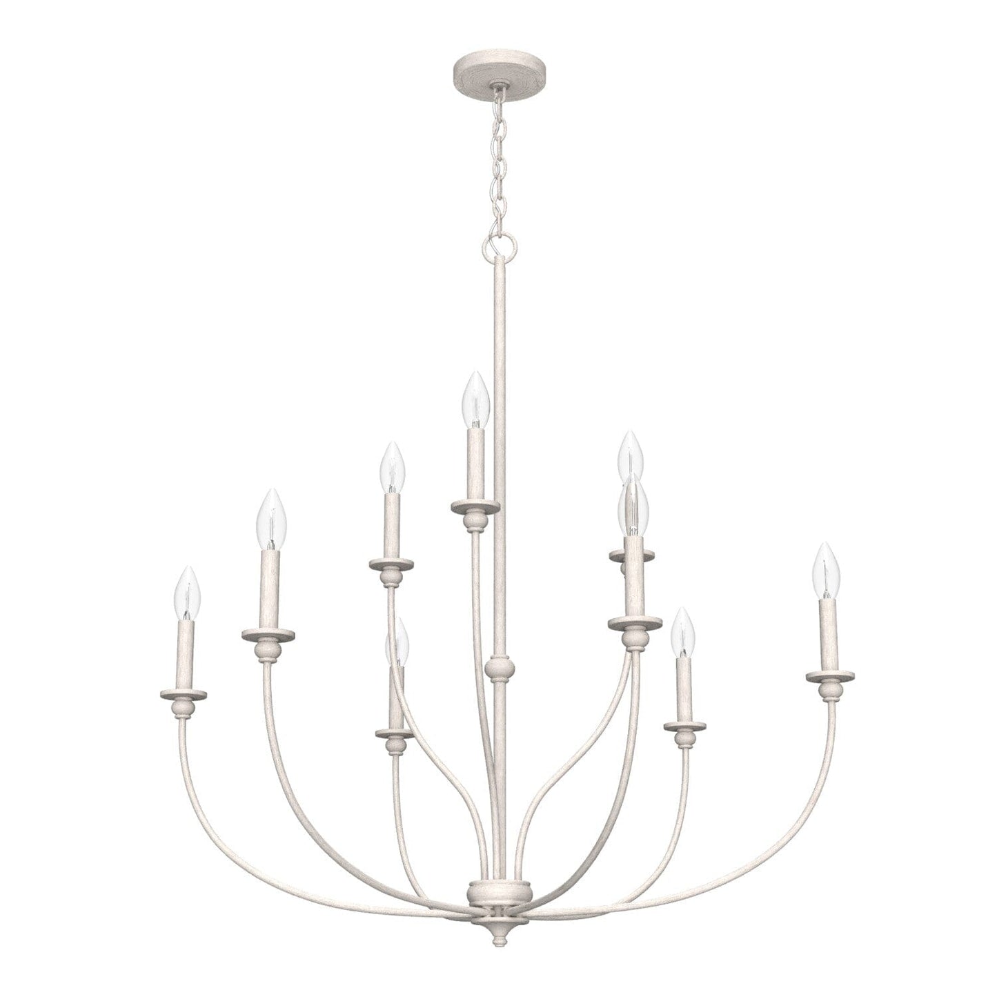 Southcrest 9 Light 2-Tier Chandelier Lighting Hunter Distressed White - None 