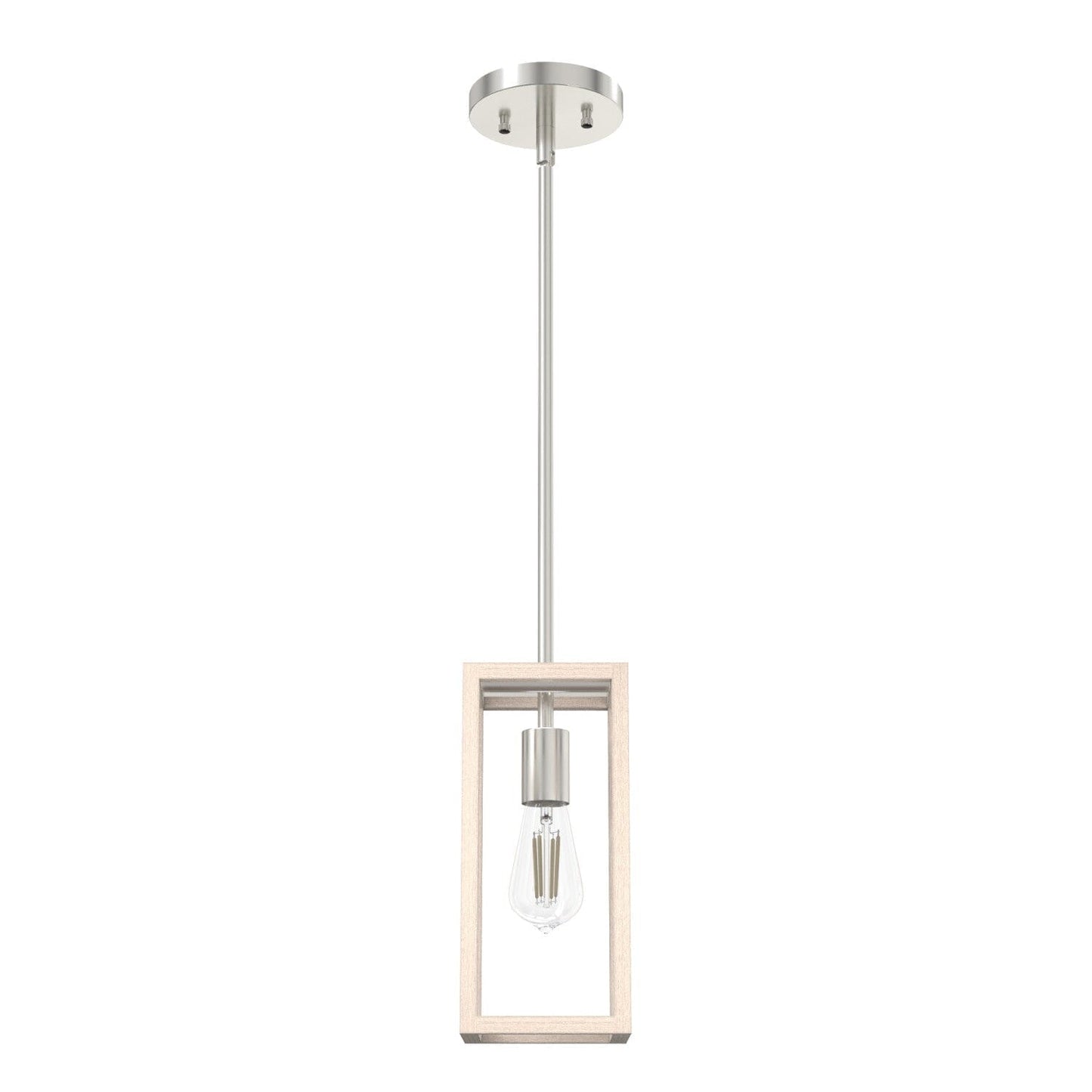 Squire Manor 1 Light Mini Pendant Lighting Hunter Brushed Nickel - Bleached Wood 