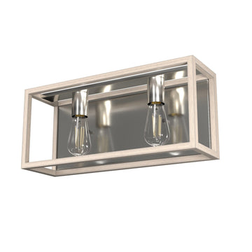 Squire Manor 2 Light Vanity Lighting Hunter Brushed Nickel - Bleached Wood 