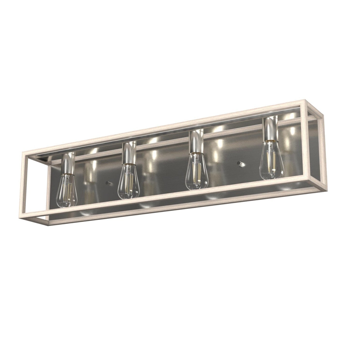 Squire Manor 4 Light Vanity Lighting Hunter Brushed Nickel - Bleached Wood 