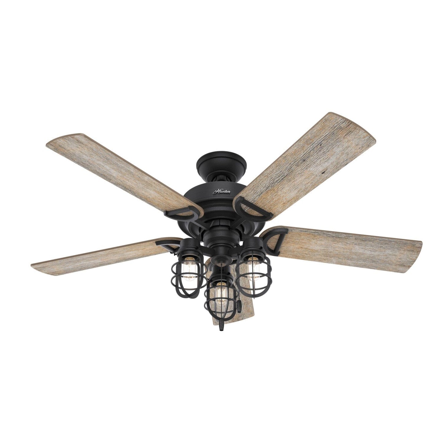 Starklake Outdoor with LED Light 52 inch Ceiling Fans Hunter Natural Black Iron - Barnwood 