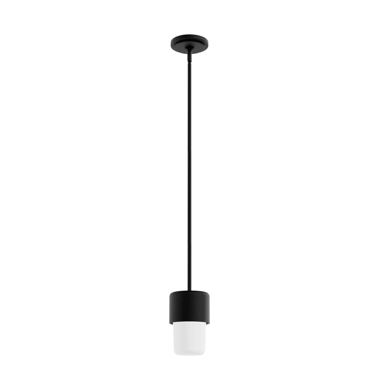 Station 1 Light Mini Pendant Lighting Hunter Natural Black Iron - Frosted Cased White 