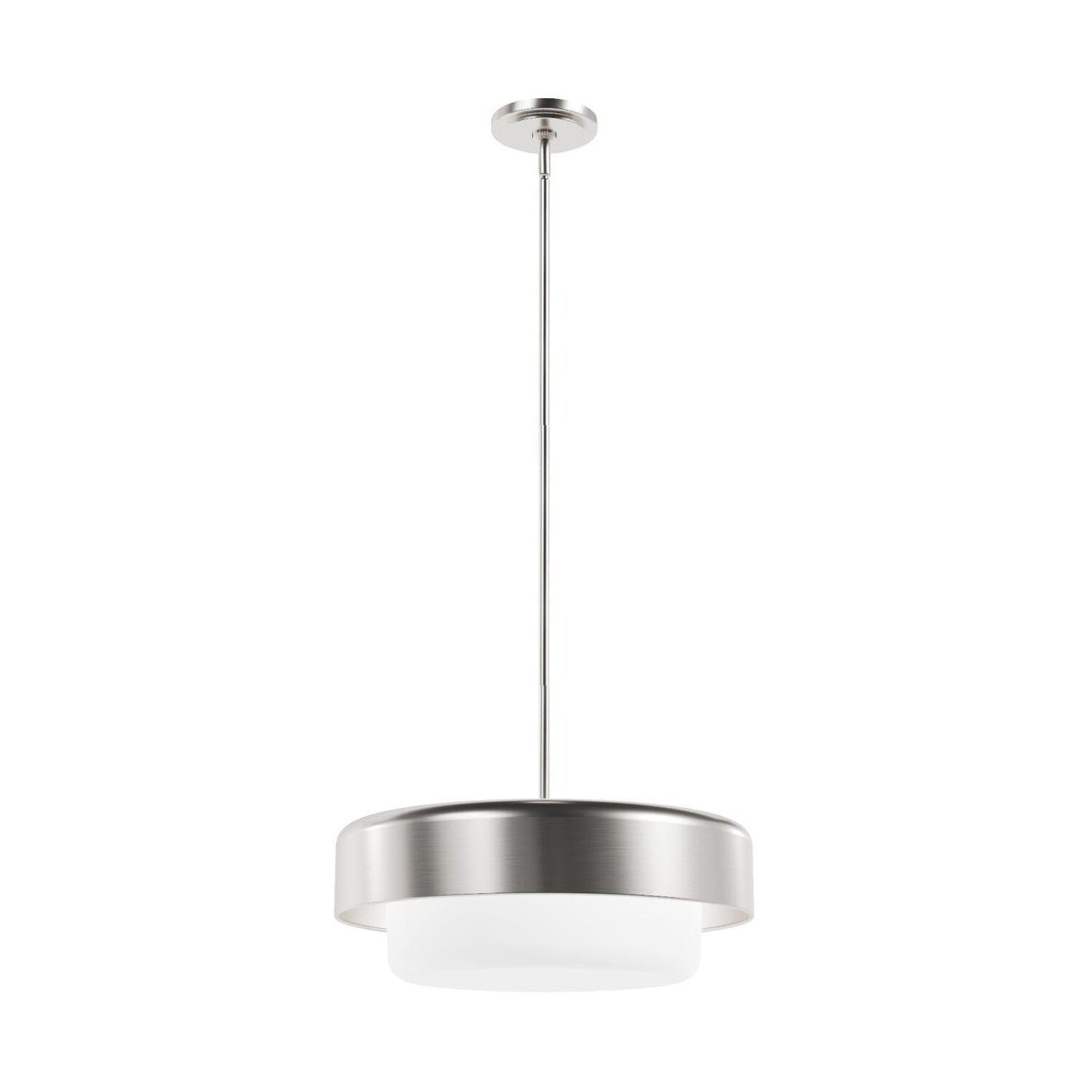 Station 3 Light Pendant Lighting Hunter Brushed Nickel - Frosted Cased White 