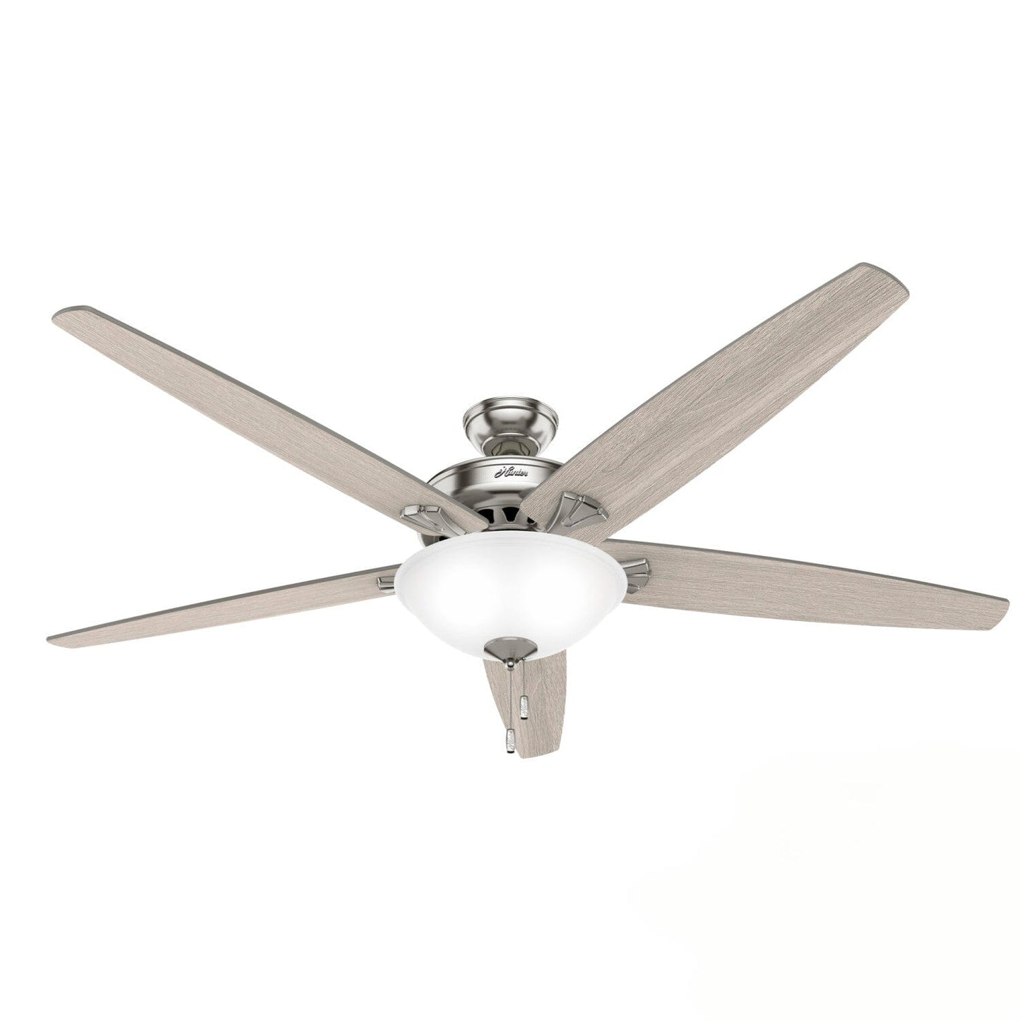 Stockbridge with LED Light 70 inch Ceiling Fans Hunter Brushed Nickel - Light Gray Oak 