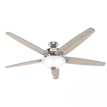 Stockbridge with LED Light 70 inch Ceiling Fans Hunter Brushed Nickel - Light Gray Oak 