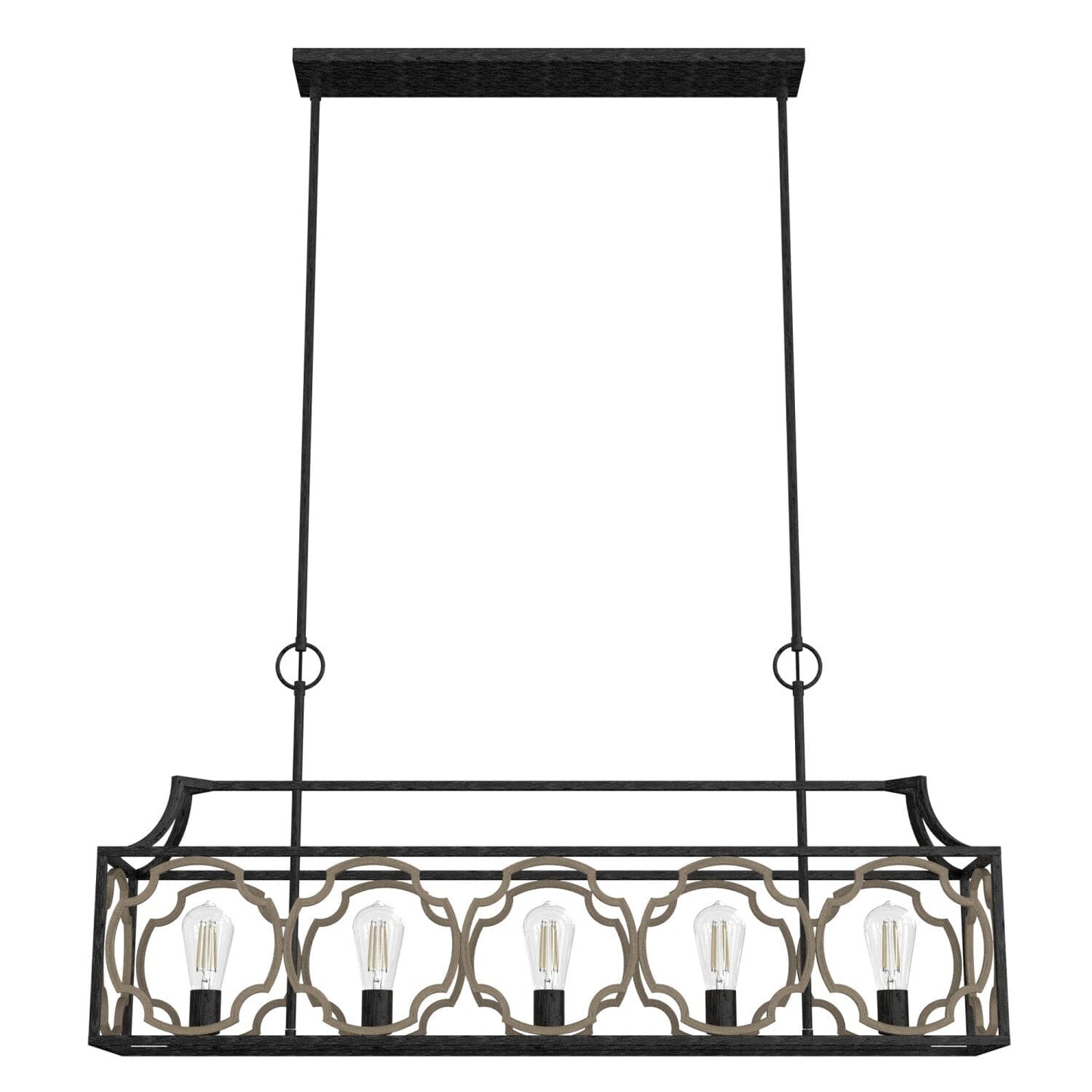 Stone Creek 5 Light Linear Chandelier Lighting Hunter French Oak - Rustic Iron 