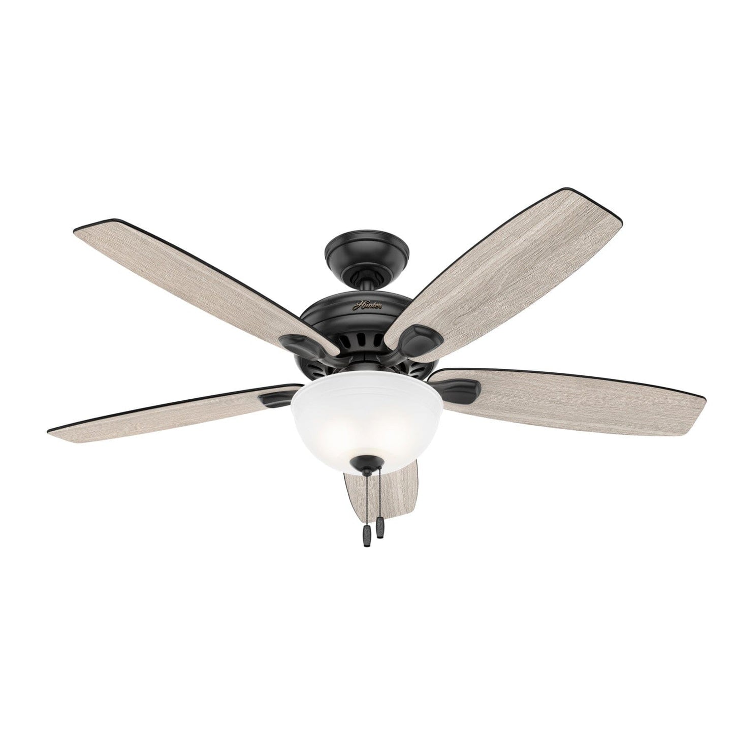 Stratford with LED Light Bowl 52 inch Ceiling Fans Hunter Matte Black - Light Gray Oak 