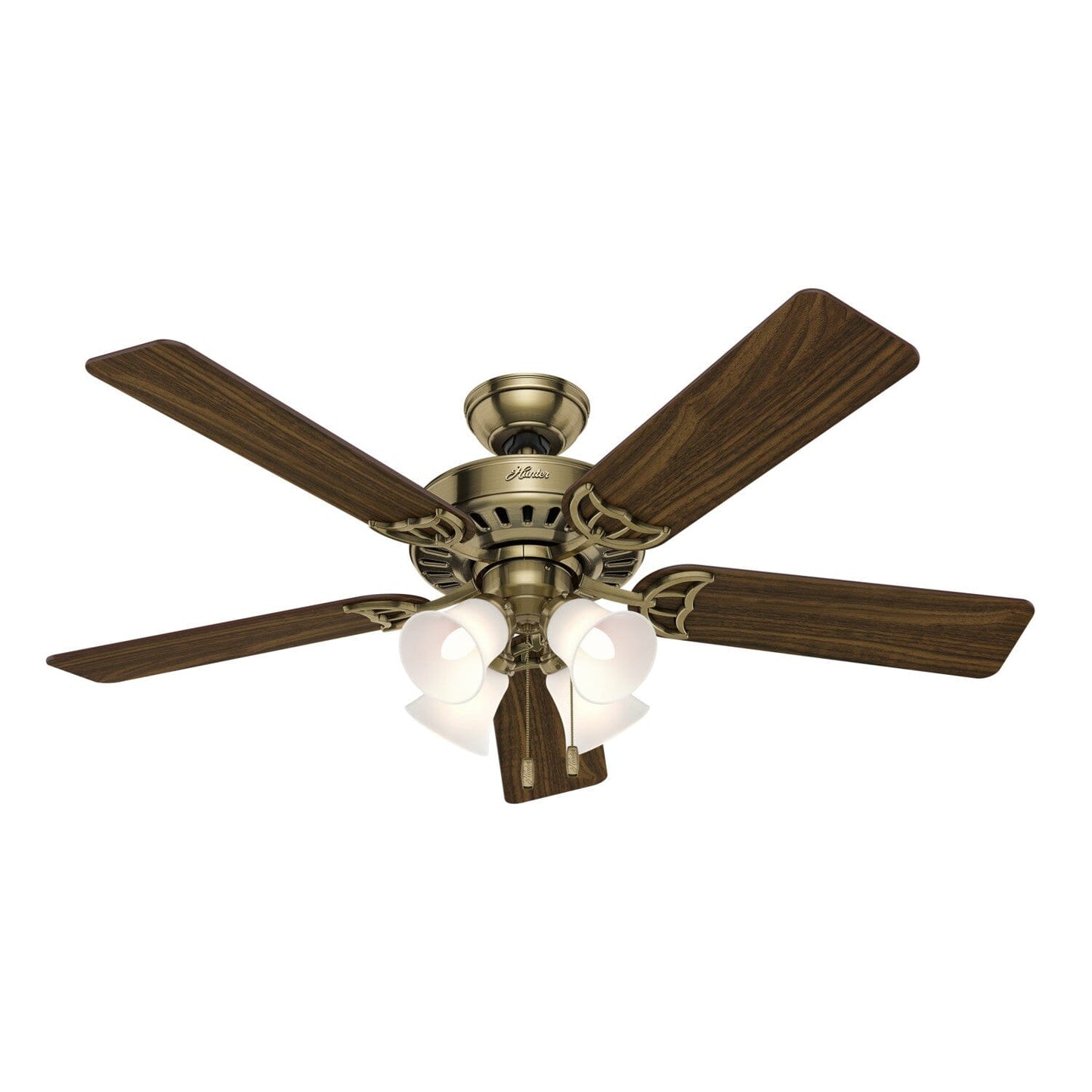 Studio Series with 4 Lights 52 inch Ceiling Fans Hunter Antique Brass - Walnut 